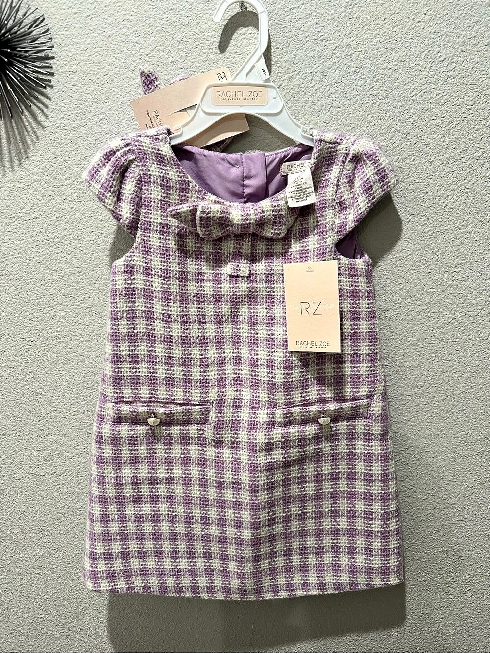 Rachel Zoe Girls Plaid Dress in Purple & White Size 3T NWT
